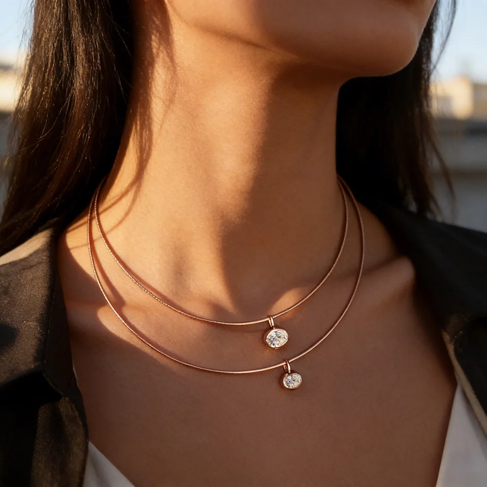 QIBAOKU Collana con ciondolo o - Bezels Set Pendant recensione e prezzo